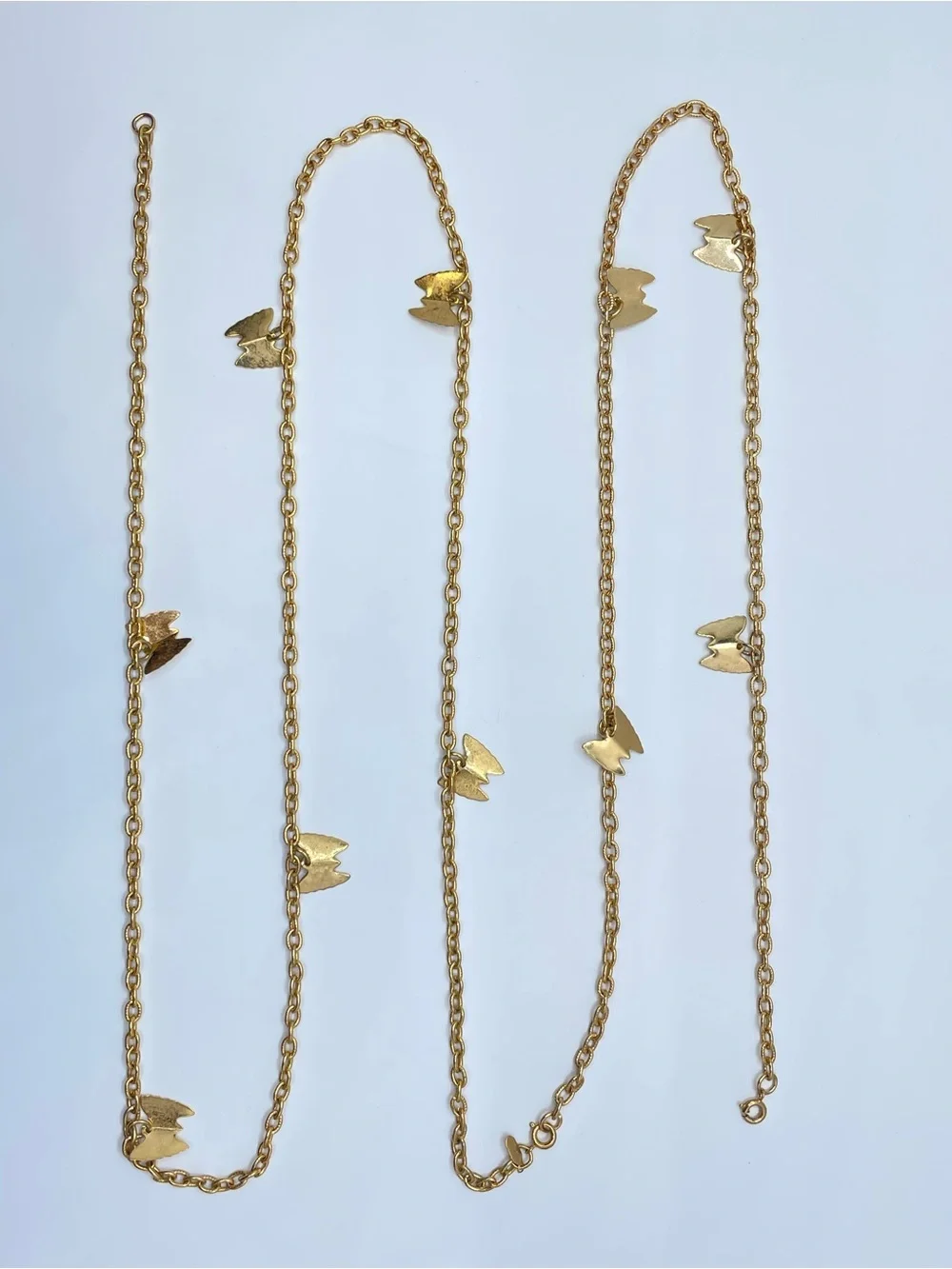 Vintage Sarah Coventry Butterfly Chain Necklace Gold Layered Boho Minimalist Set
